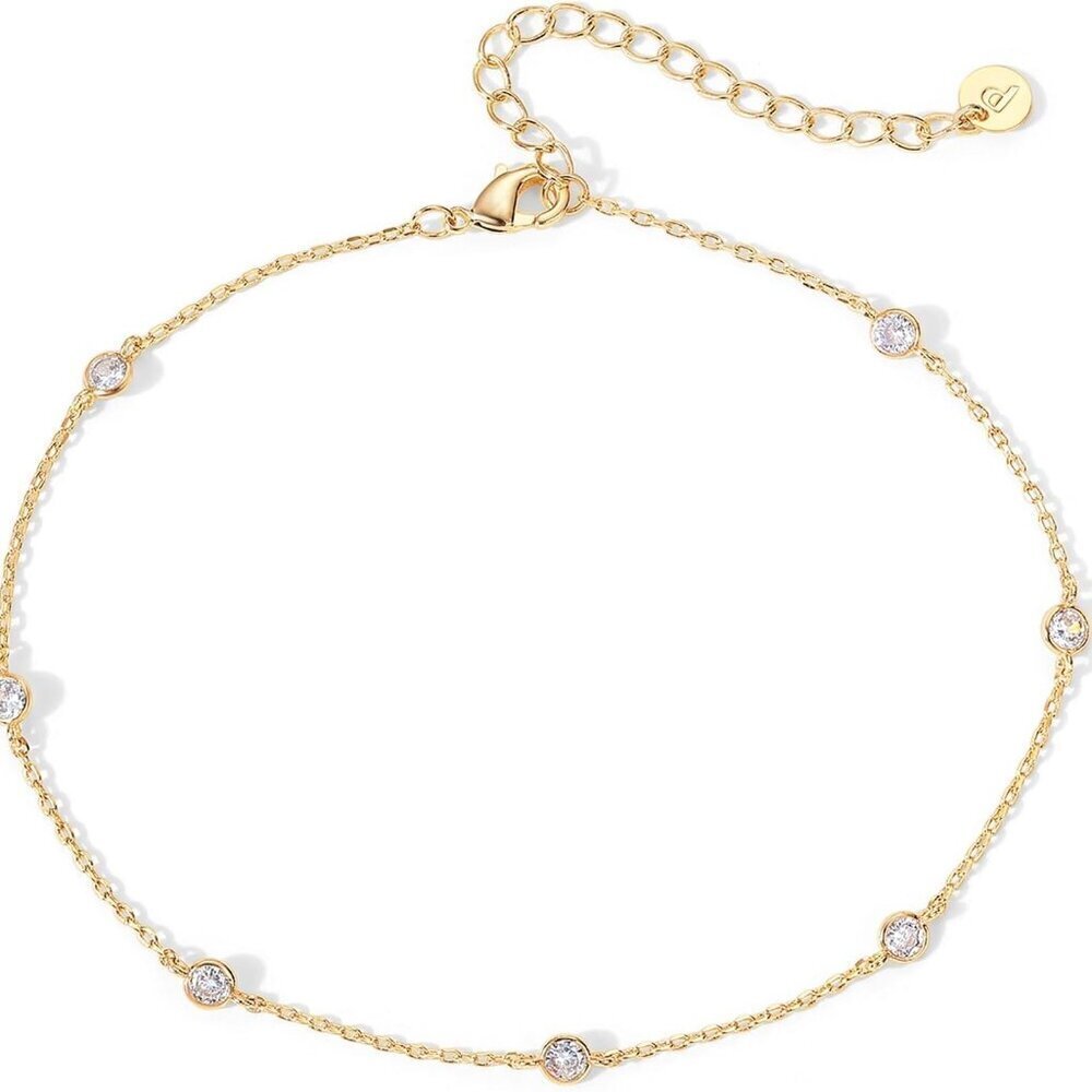 14K Gold Plated Anklet Women Link Chain Summer Jewelry Dainty Adjustable